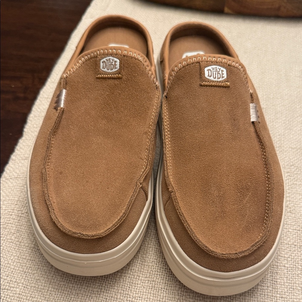 Hey Dude womens Brown Suede Slip-Ons